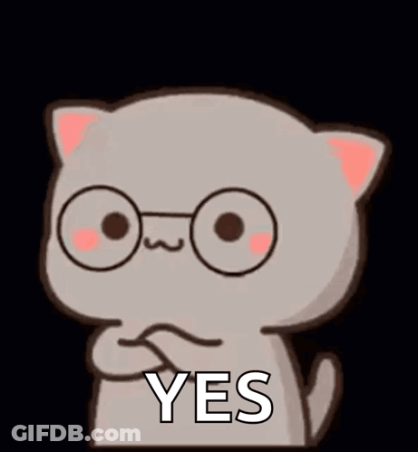 A Cartoon Cat Wearing Glasses Is Making A Yes Sign . GIF
