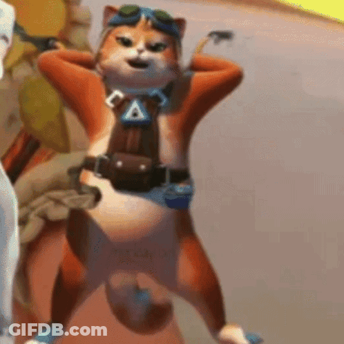 A Cartoon Cat Wearing Goggles And A Belt With The Letter A On It . GIF