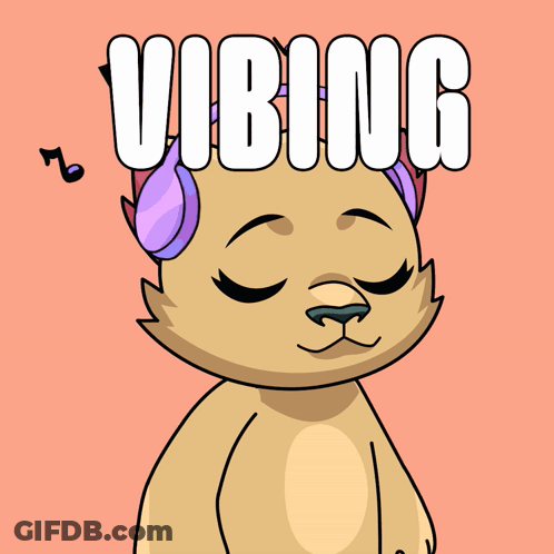 A Cartoon Cat Wearing Headphones And The Word Vibing Above It GIF