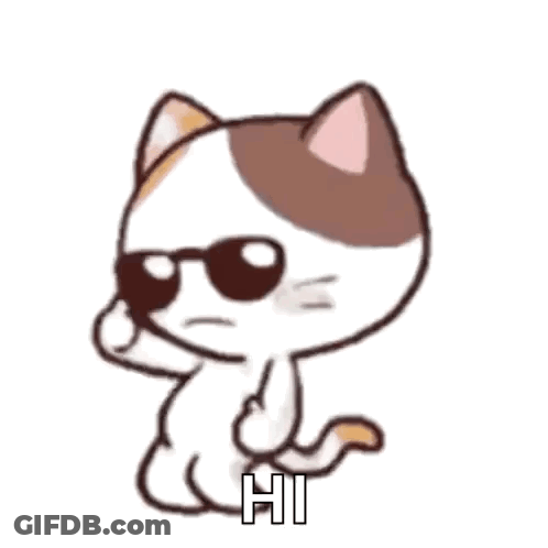 A Cartoon Cat Wearing Sunglasses And Saying Hi GIF