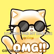 A Cartoon Cat Wearing Sunglasses And Saying Omg ! GIF