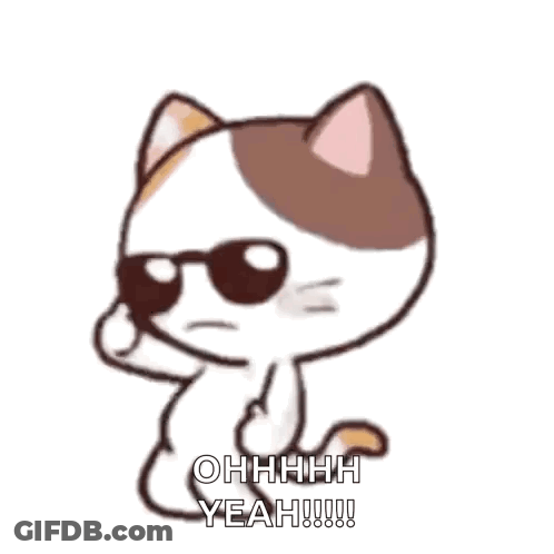 A Cartoon Cat Wearing Sunglasses Is Dancing And Saying Yeah ! GIF