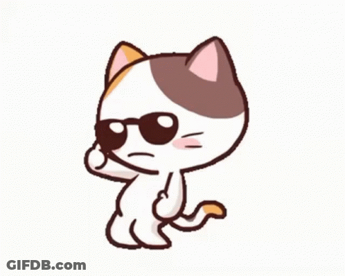 A Cartoon Cat Wearing Sunglasses Is Making A Funny Face GIF