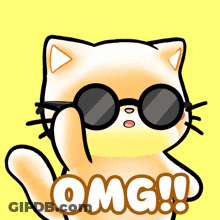 A Cartoon Cat Wearing Sunglasses Says Omg ! GIF