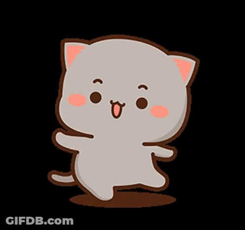 A Cartoon Cat With A Big Smile On Its Face Is Dancing . GIF