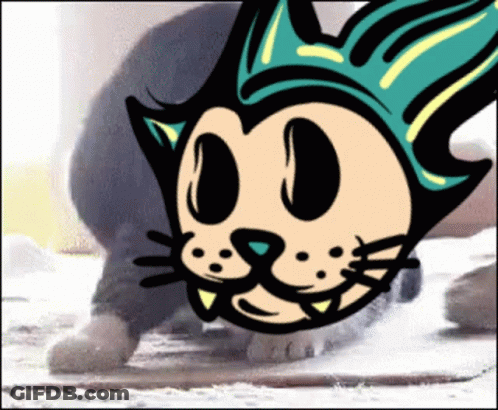 A Cartoon Cat With A Crown On Its Head Is Standing In The Snow GIF