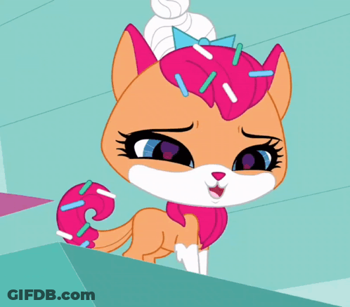 A Cartoon Cat With A Donut On Its Head With Sprinkles GIF