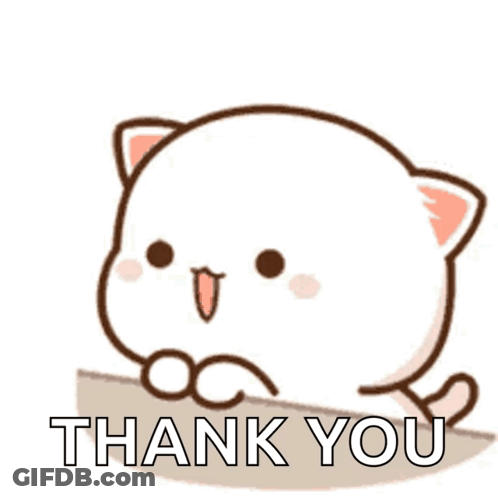 A Cartoon Cat With A Heart In Its Mouth And The Words Thank You GIF