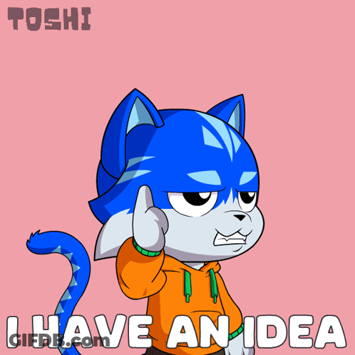 A Cartoon Cat With A Light Bulb Above His Head And The Words " I Have An Idea " Below Him GIF