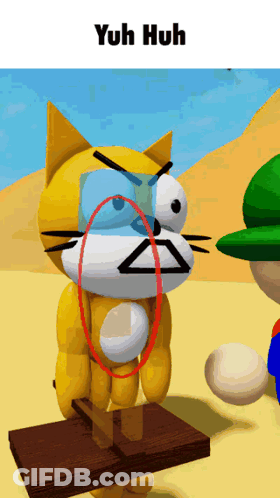 A Cartoon Cat With A Magnifying Glass On Its Face And The Words Yuh Huh Above It GIF
