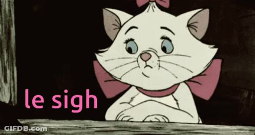 A Cartoon Cat With A Pink Bow And The Words Le Sigh Below GIF