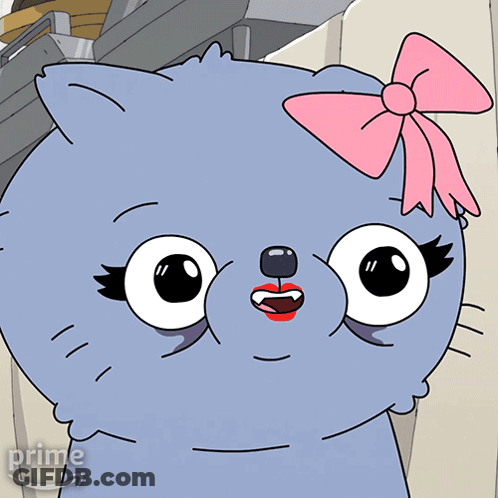 A Cartoon Cat With A Pink Bow And The Words Oh Gosh On The Bottom GIF
