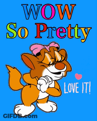 A Cartoon Cat With A Pink Bow And The Words Wow So Pretty GIF