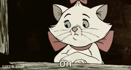 A Cartoon Cat With A Pink Bow Is Looking Out Of A Window And Says `` Oh '' . GIF