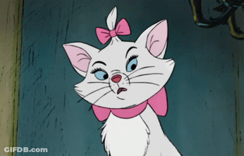 A Cartoon Cat With A Pink Bow On Her Head GIF