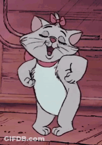 A Cartoon Cat With A Pink Bow On Her Head GIF