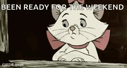 A Cartoon Cat With A Pink Bow On Its Head Is Looking Out Of A Window . GIF