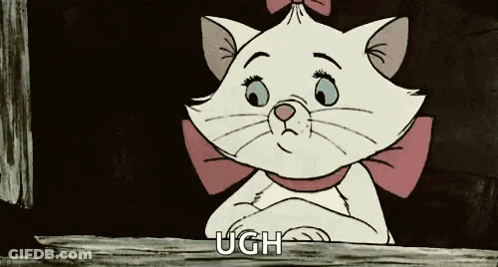 A Cartoon Cat With A Pink Bow On Its Head Is Looking Out Of A Window . GIF