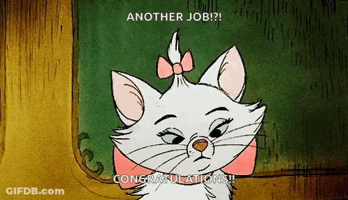 A Cartoon Cat With A Pink Bow On Its Head Says " Congratulations " GIF