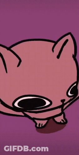 A Cartoon Cat With A Purple Background Is Looking At Something GIF