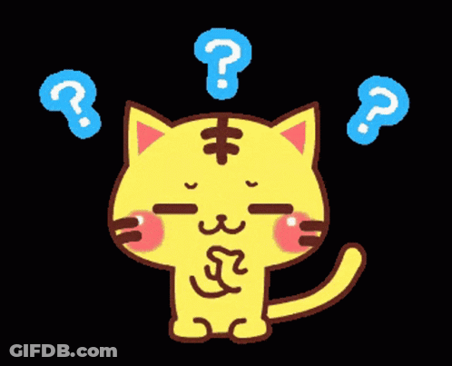 A Cartoon Cat With A Question Mark Above Its Head GIF