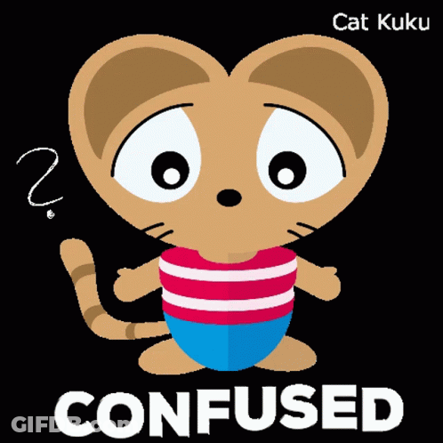 A Cartoon Cat With A Question Mark And The Word Confused Underneath It GIF