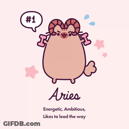 A Cartoon Cat With A Ram 'S Head And A Speech Bubble That Says # 1 GIF