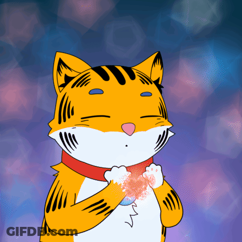 A Cartoon Cat With A Red Collar Is Holding A Heart In His Paws GIF