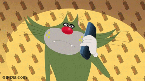 A Cartoon Cat With A Red Nose Is Talking On A Cellphone GIF