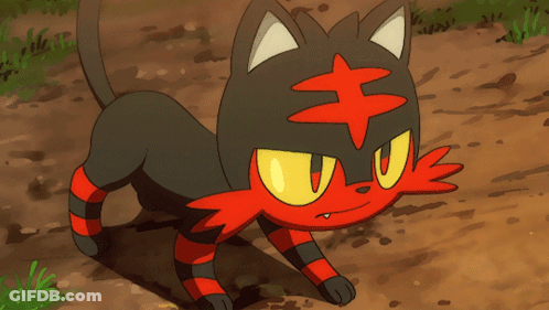 A Cartoon Cat With A Red Star On Its Head Is Blowing Flames Out Of Its Mouth GIF