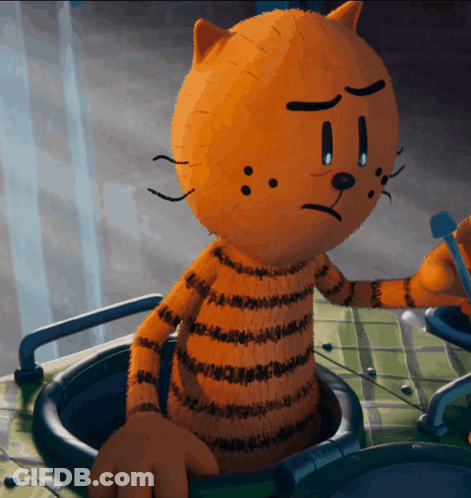A Cartoon Cat With A Sad Look On His Face Is Sticking His Head Out Of A Hole GIF