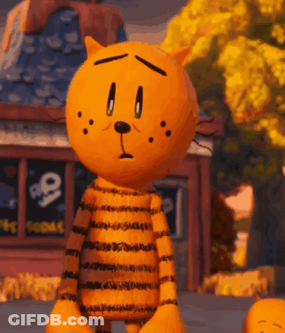 A Cartoon Cat With A Sad Look On His Face Stands In Front Of A Store GIF