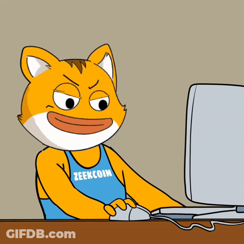 A Cartoon Cat With A Shirt That Says Zeekcoin GIF