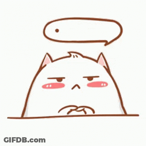 A Cartoon Cat With A Speech Bubble Above Its Head GIF