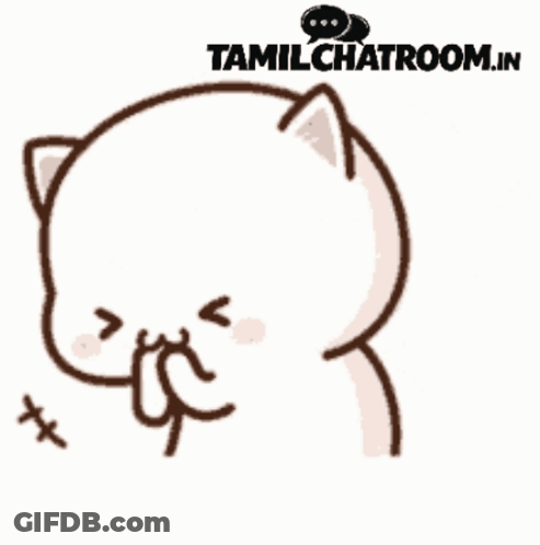 A Cartoon Cat With A Speech Bubble That Says Tamilchatroom.in On It GIF