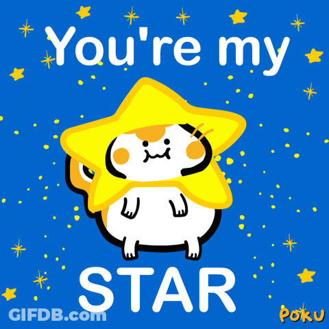 A Cartoon Cat With A Star On Its Head And The Words " You 'Re My Star " Below It GIF