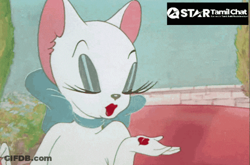 A Cartoon Cat With A Star Tamil Chat Logo GIF