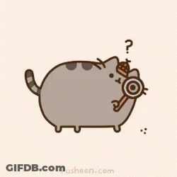 A Cartoon Cat With A Target And A Question Mark On Its Head GIF