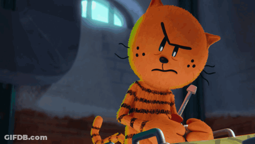 A Cartoon Cat With A Very Angry Face GIF