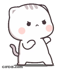 A Cartoon Cat With An Angry Face Is Standing On Its Hind Legs . GIF