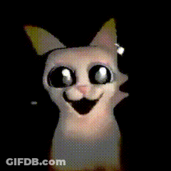 A Cartoon Cat With Big Eyes Is Standing Next To A Cartoon Pig GIF