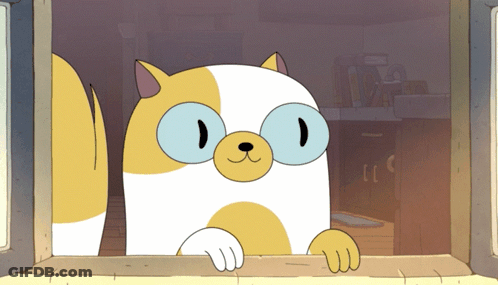Cartoon Cat With Blue Eyes Looks Out Window GIF