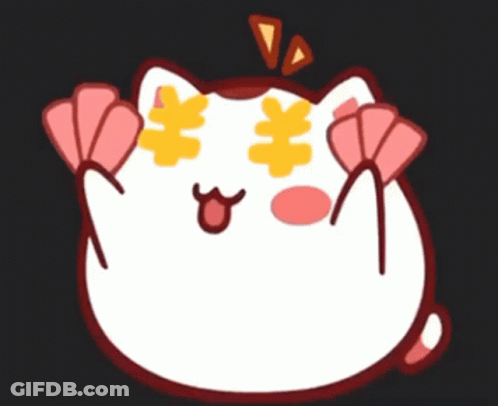 A Cartoon Cat With Flowers In Its Eyes GIF