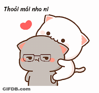 A Cartoon Cat With Glasses Is Hugging Another Cat With A Heart In The Background . GIF