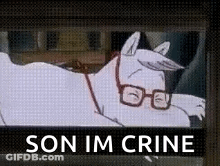 A Cartoon Cat With Glasses Is Laying Down On A Window Sill . GIF