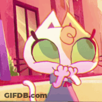 A Cartoon Cat With Green Eyes And A Swirl Around Its Head GIF