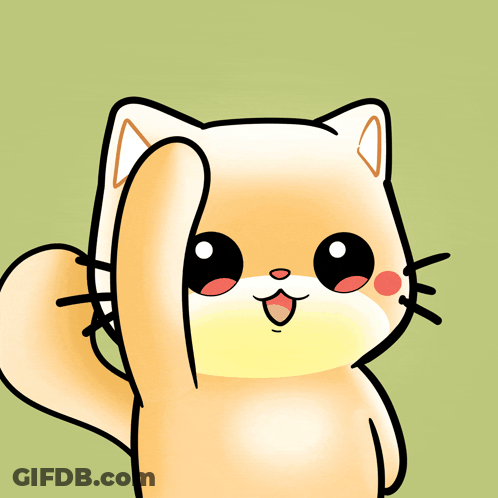 A Cartoon Cat With Heart Shaped Eyes And A Waving Tail GIF