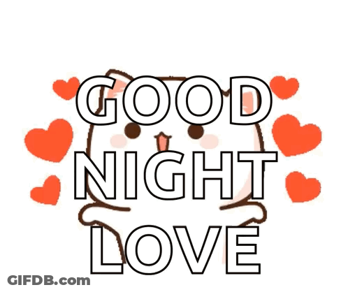 A Cartoon Cat With Hearts Around It Says `` Good Night Love '' GIF