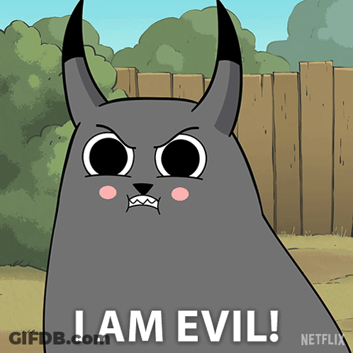 Cartoon Cat With Horns I Am Evil GIF