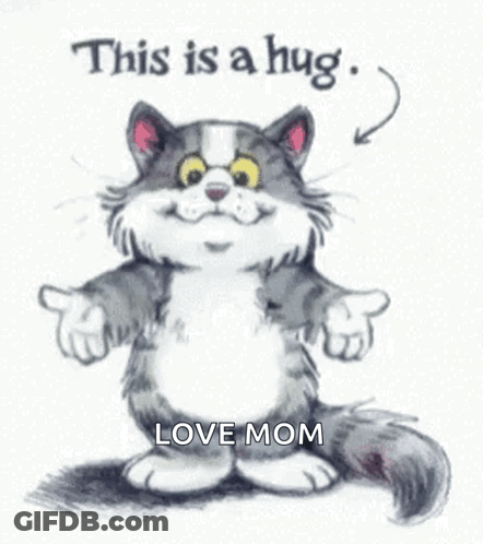 A Cartoon Cat With Its Arms Outstretched And The Words `` It 'S Here When You Need It . '' GIF